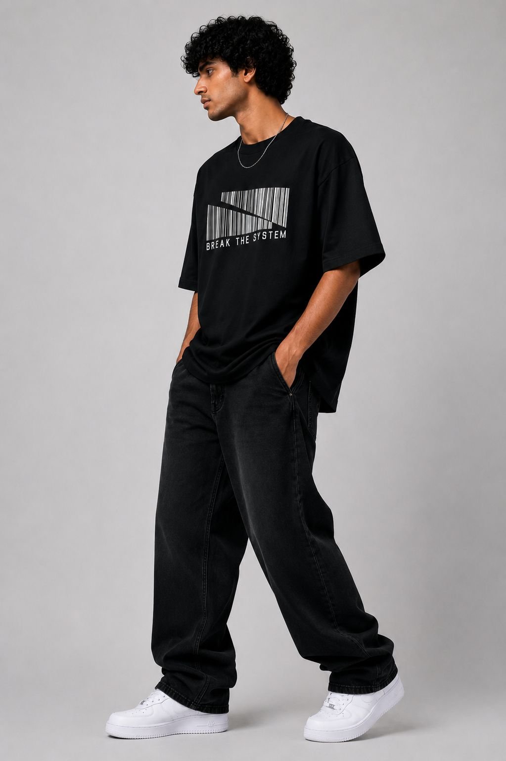 BREAK THE SYSTEM™ Oversized Graphic Streetwear T-Shirt – Black - Image 2