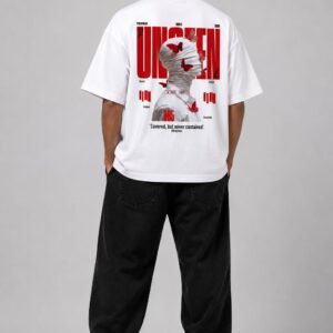 UNSAID™ Oversized Back Graphic Streetwear T-Shirt – White