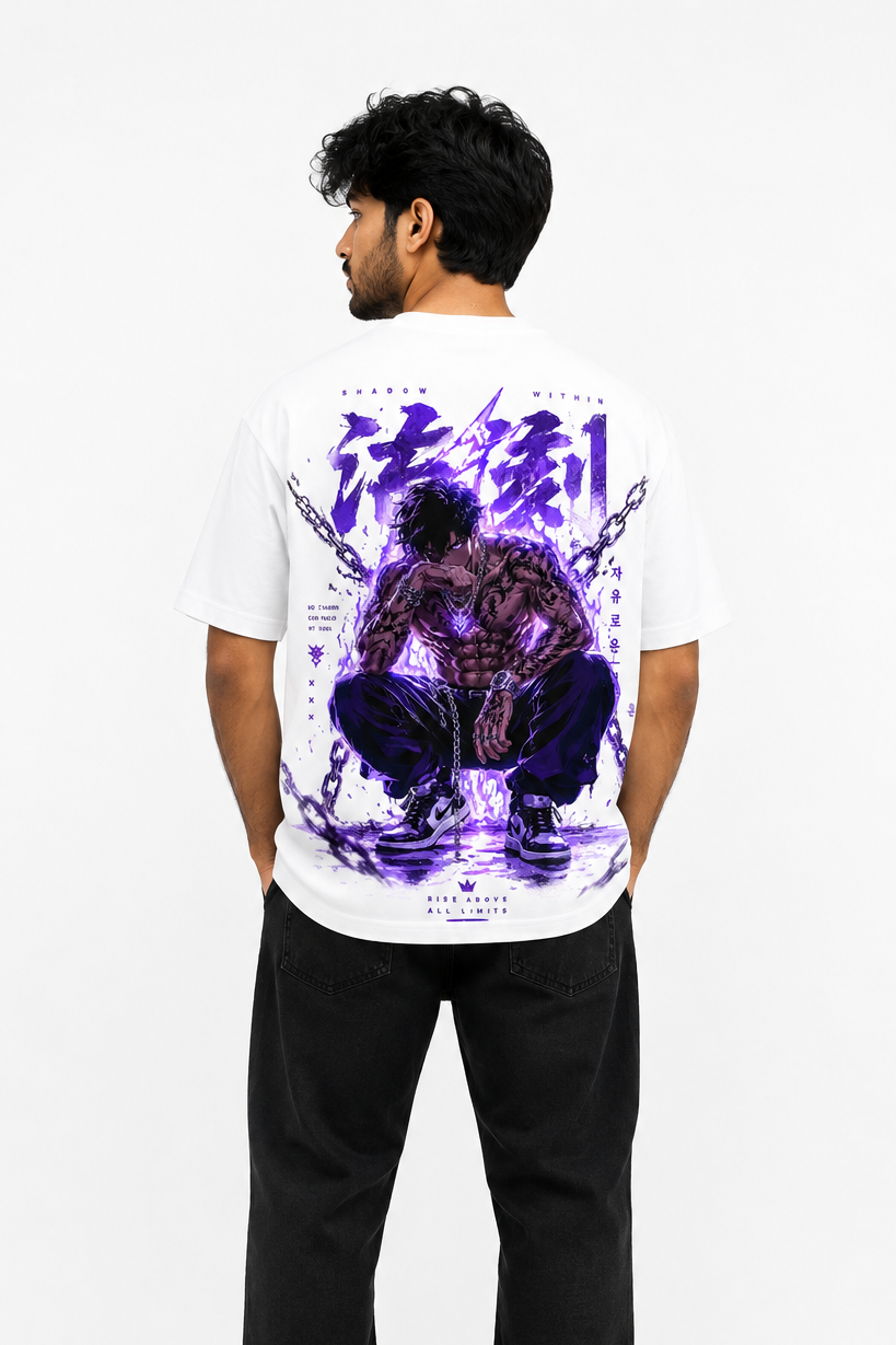 StitchVaults™ Shadow Within Oversized Anime Graphic T-Shirt