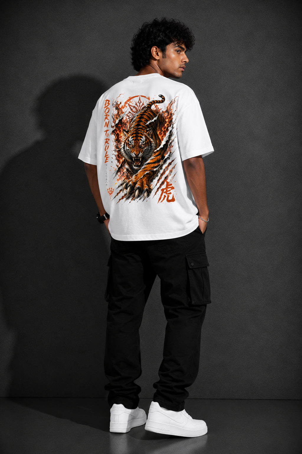 StitchVaults™ Born To Rule Tiger Oversized Graphic T-Shirt - Image 2