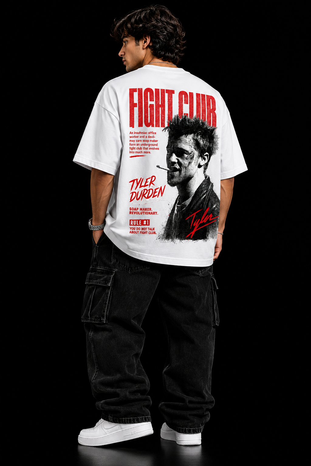 StitchVaults™ Fight Club Graphic Oversized T-Shirt – Rebel Edition - Image 2