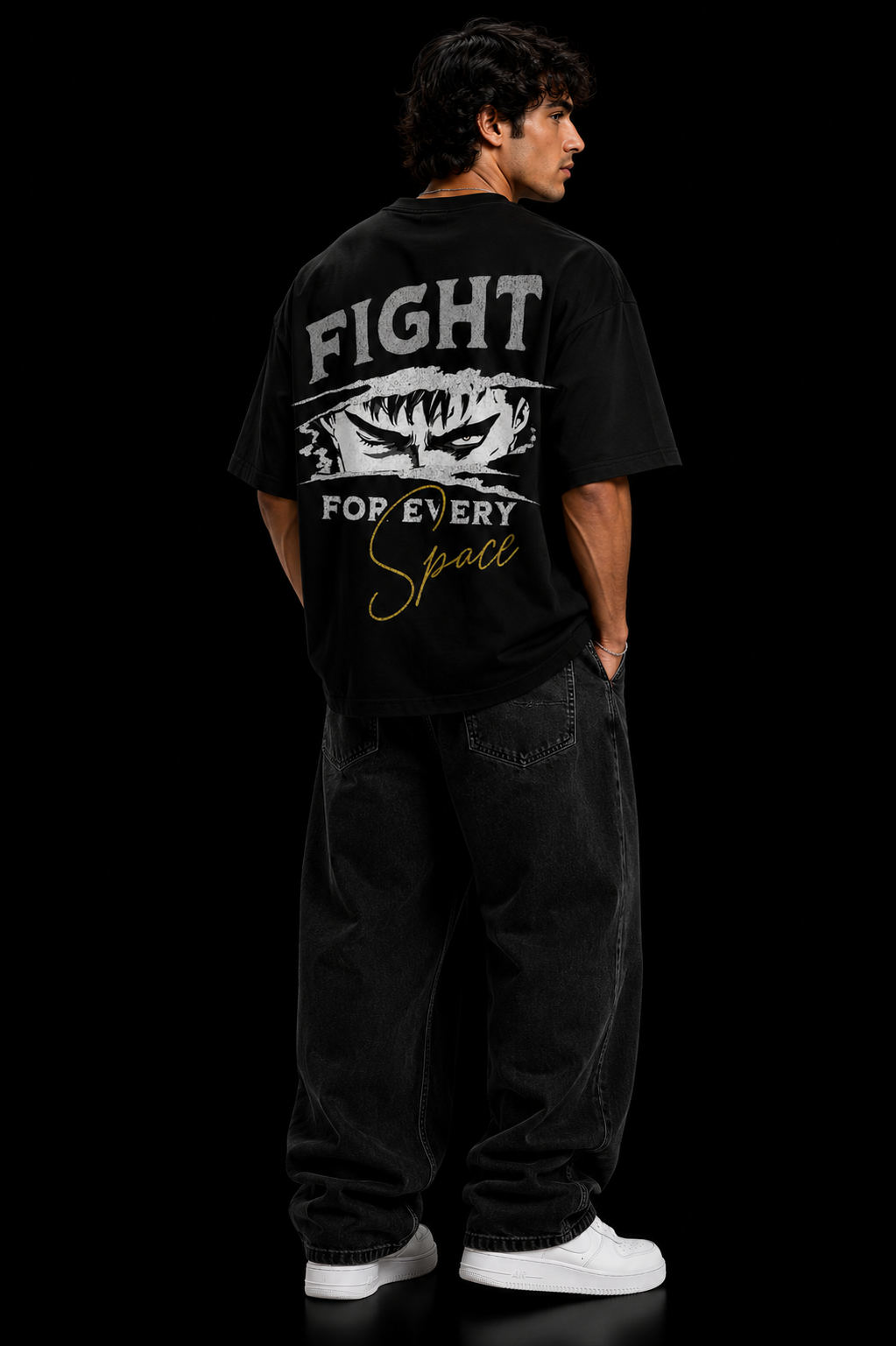 StitchVaults™ Fight For Every Space Oversized Graphic T-Shirt – Warrior Edition - Image 2