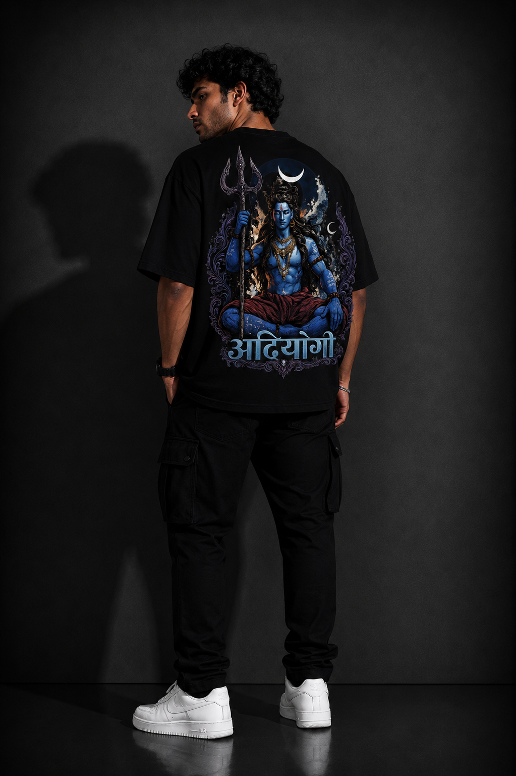 StitchVaults™ Adiyogi Oversized Spiritual Graphic T-Shirt for Men - Image 3
