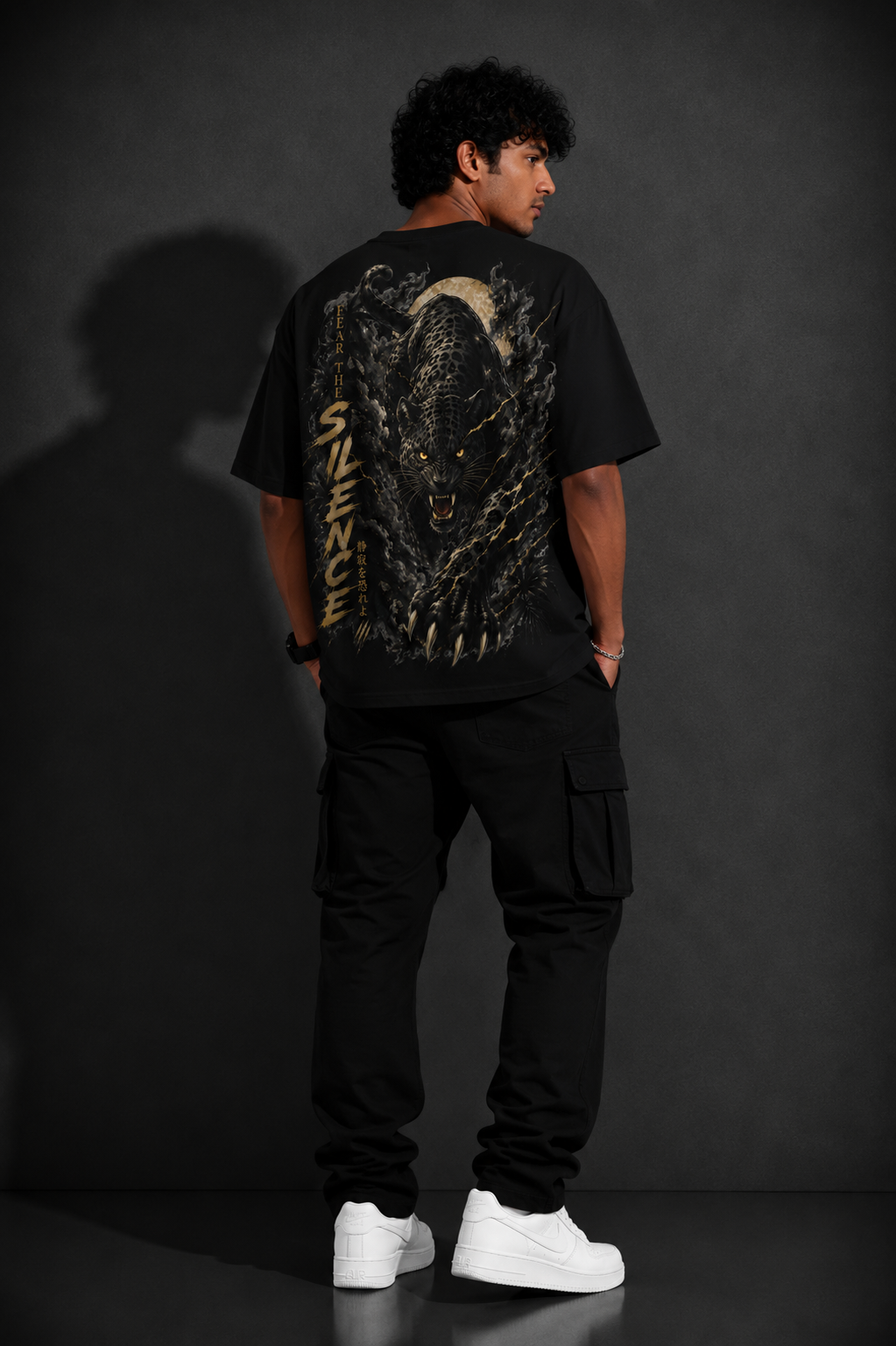 StitchVaults™ Fear The Silence Oversized Panther Graphic T-Shirt for Men - Image 2