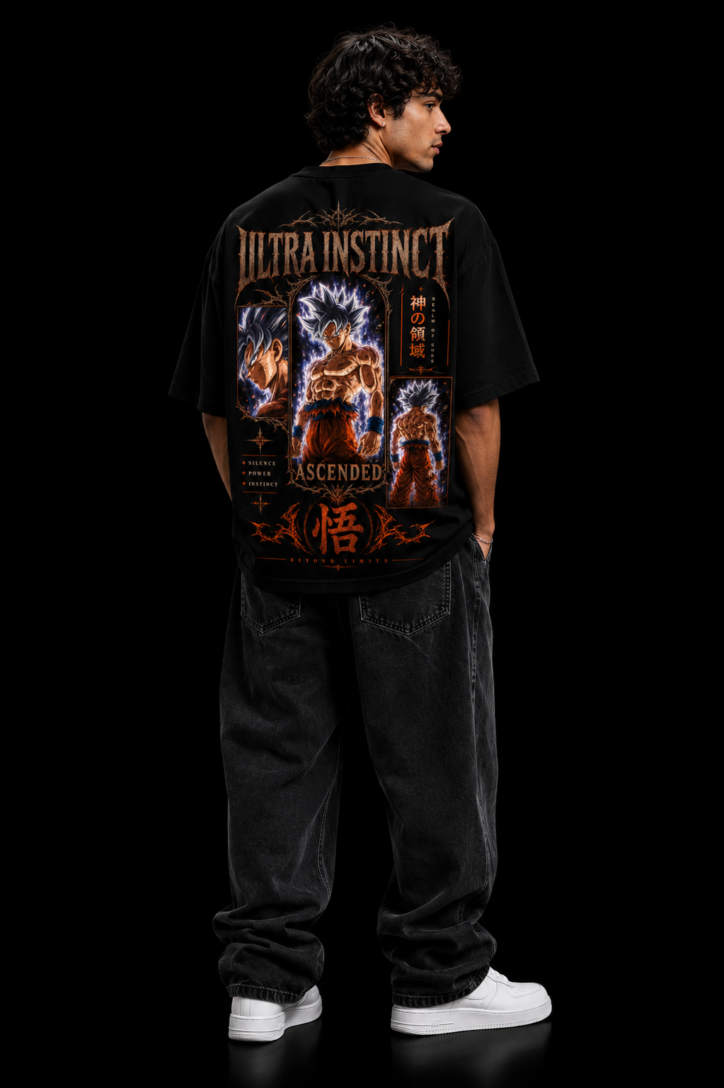 StitchVaults™ Ultra Instinct Ascended Oversized Anime Graphic T-Shirt – Premium 220 GSM Cotton - Image 3