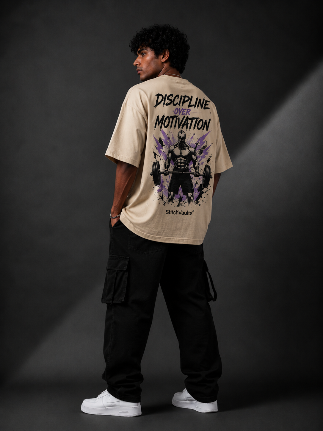 StitchVaults™ Discipline Over Motivation Oversized Gym T-Shirt for Men - Image 4