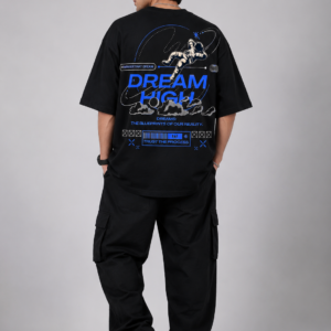 StitchVaults™ Dream High Astronaut Oversized Graphic T-Shirt for Men