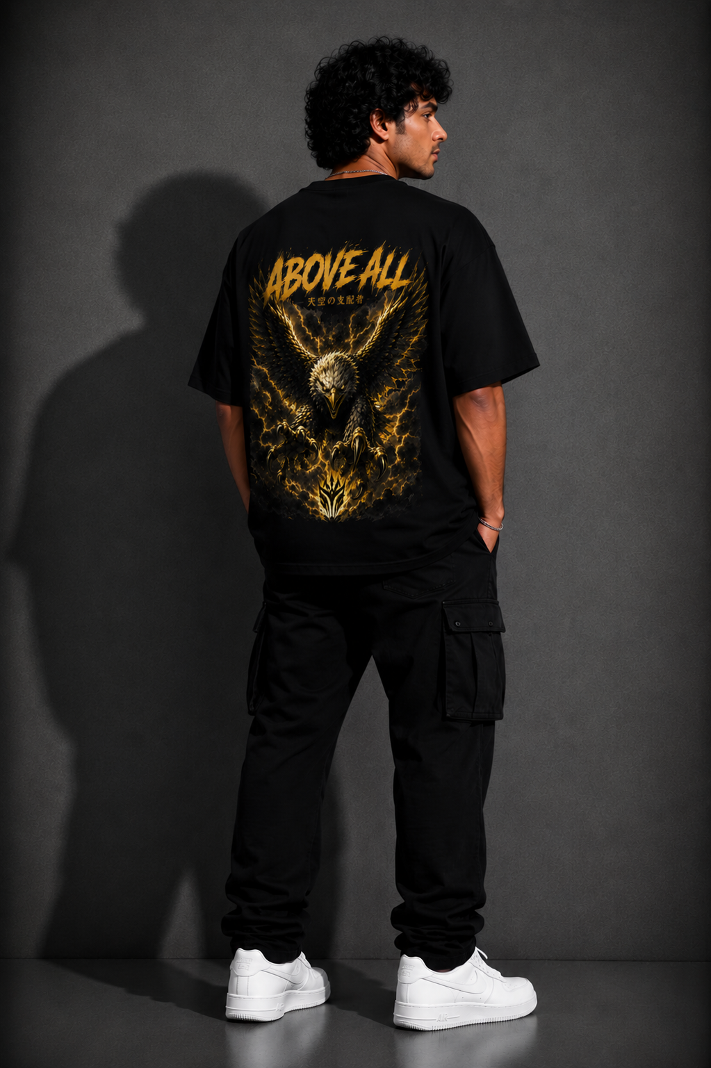 StitchVaults™ Above All Eagle Oversized Graphic T-Shirt – Thunder Edition