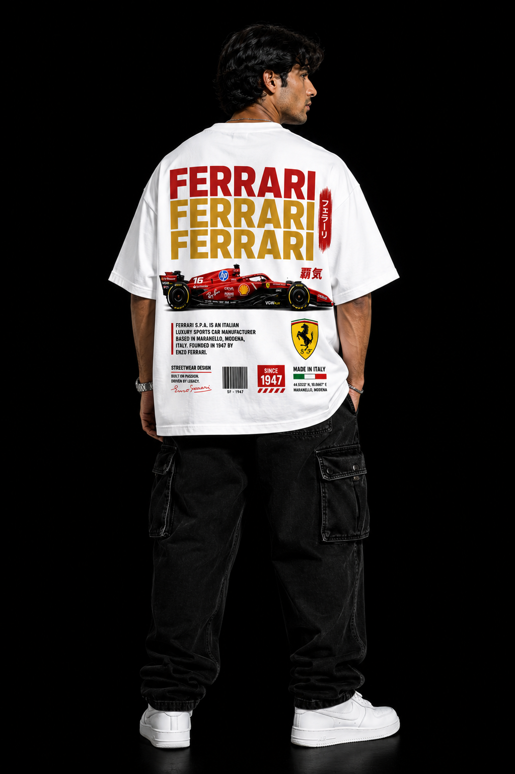 StitchVaults™ Ferrari Racing Legacy Oversized T-Shirt – Formula Performance Edition - Image 2