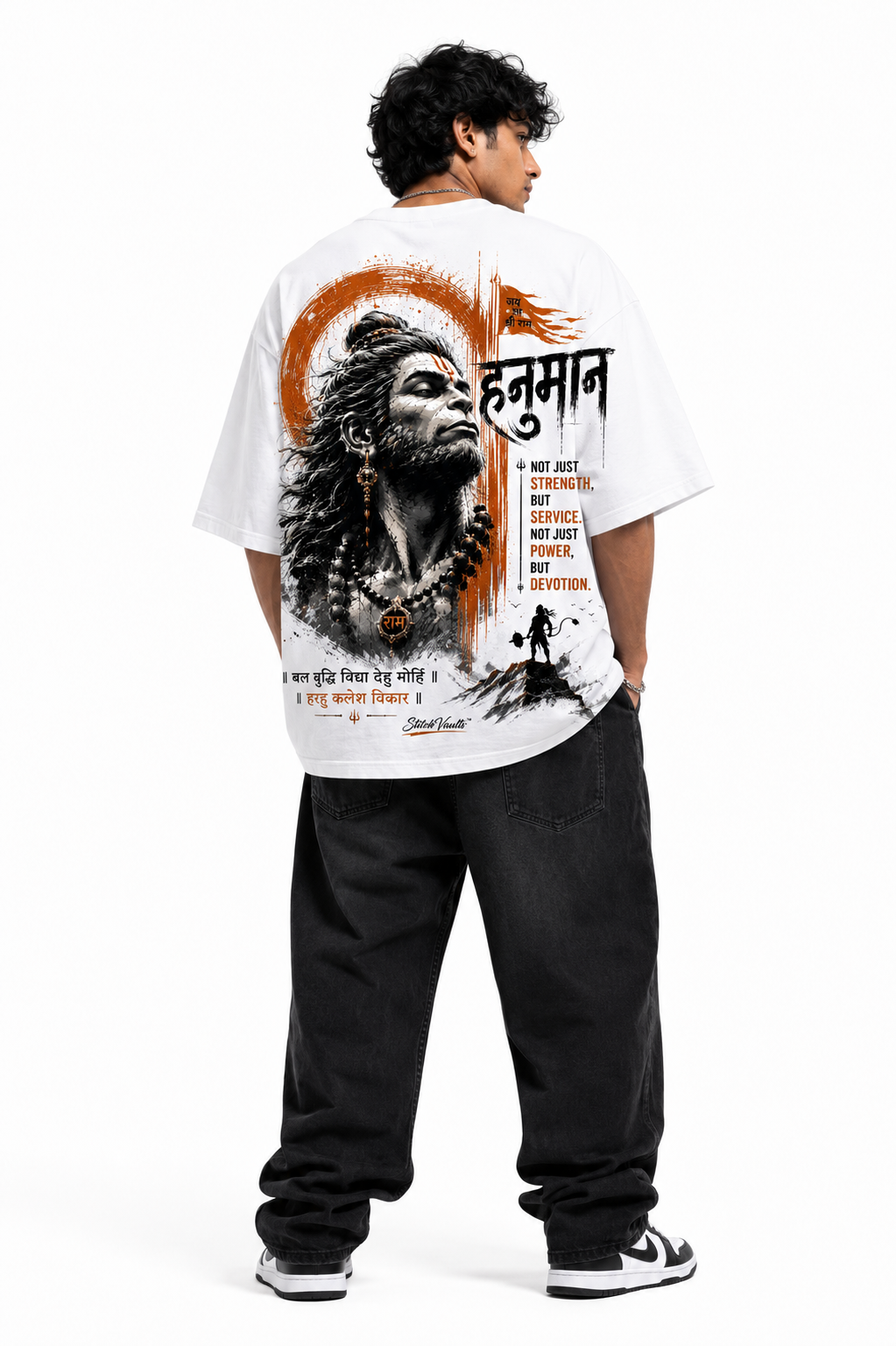 StitchVaults™ Jai Hanuman Oversized Graphic T-Shirt – Faith • Strength • Devotion