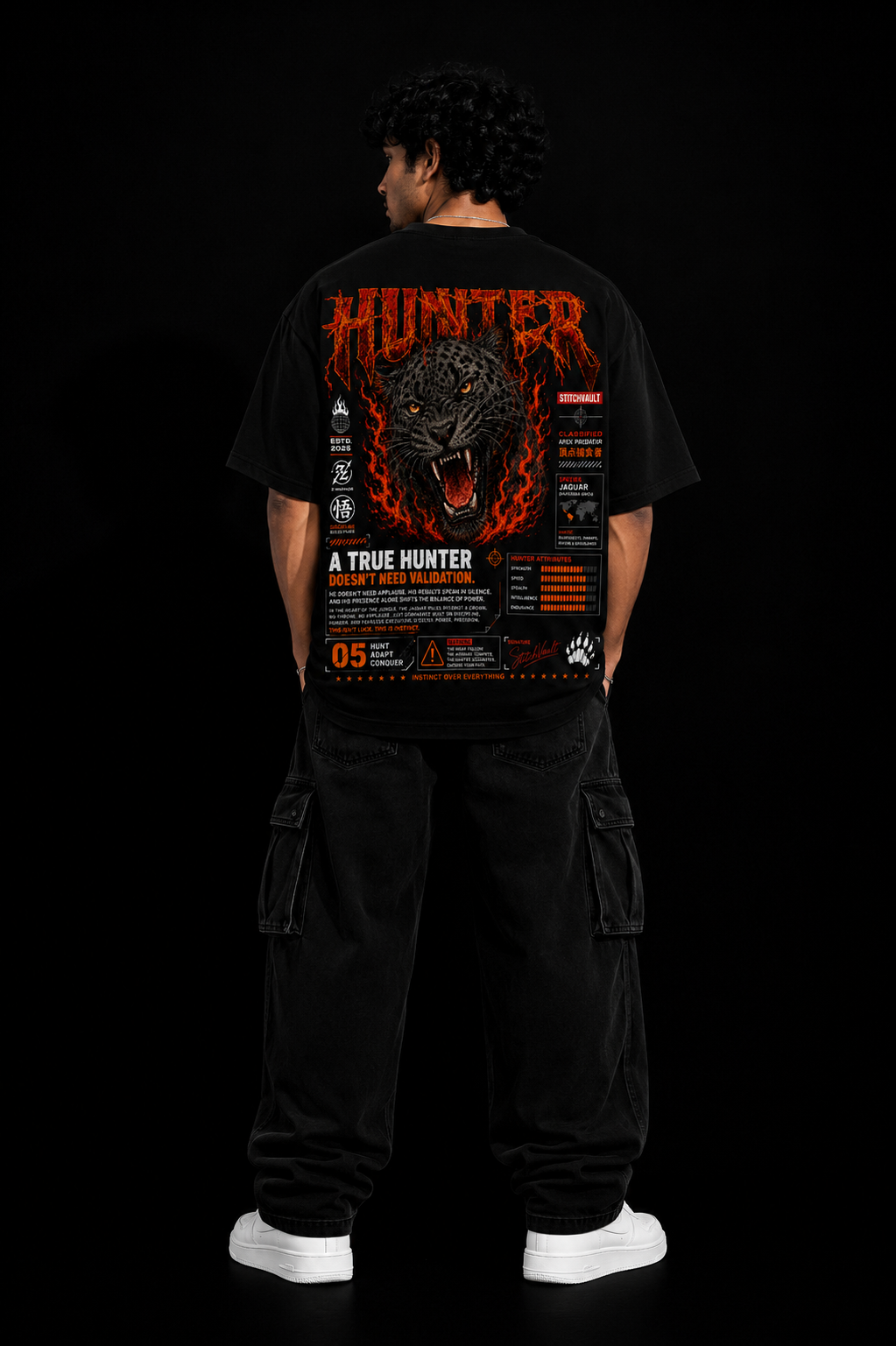 StitchVaults™ Hunter Instinct Oversized Graphic T-Shirt for Men - Image 2