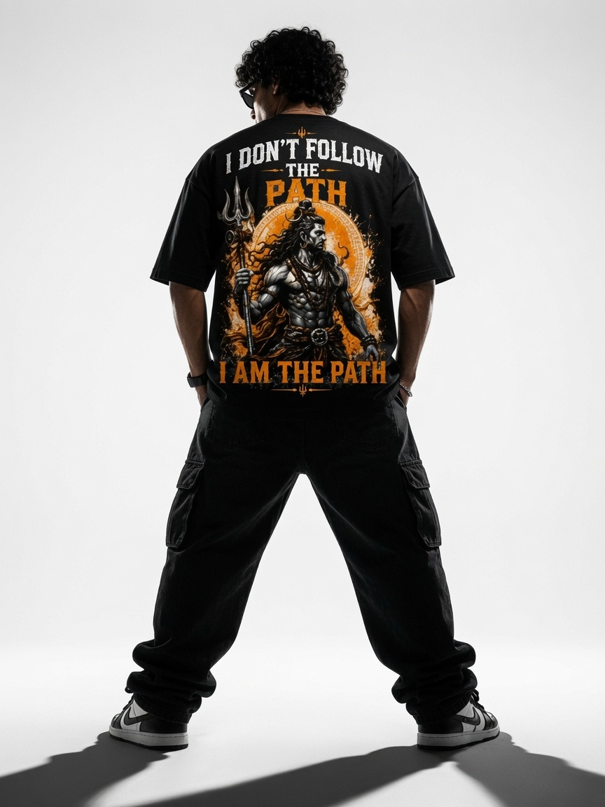 StitchVaults™ I Don't Follow The Path Oversized T-Shirt – Mahadev Edition - Image 3