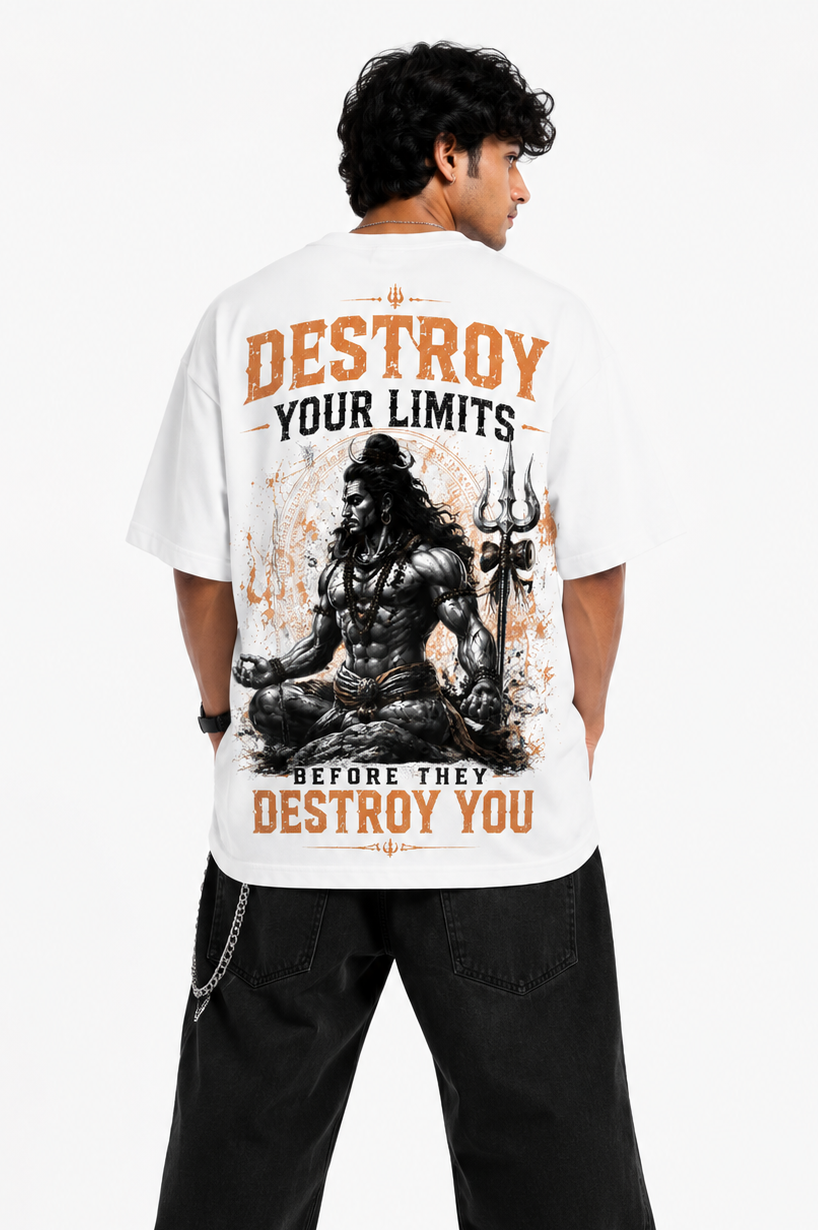 StitchVaults™ Destroy Your Limits Oversized Graphic T-Shirt