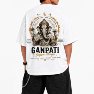 StitchVaults™ Ganpati Bappa Morya Oversized Graphic T-Shirt