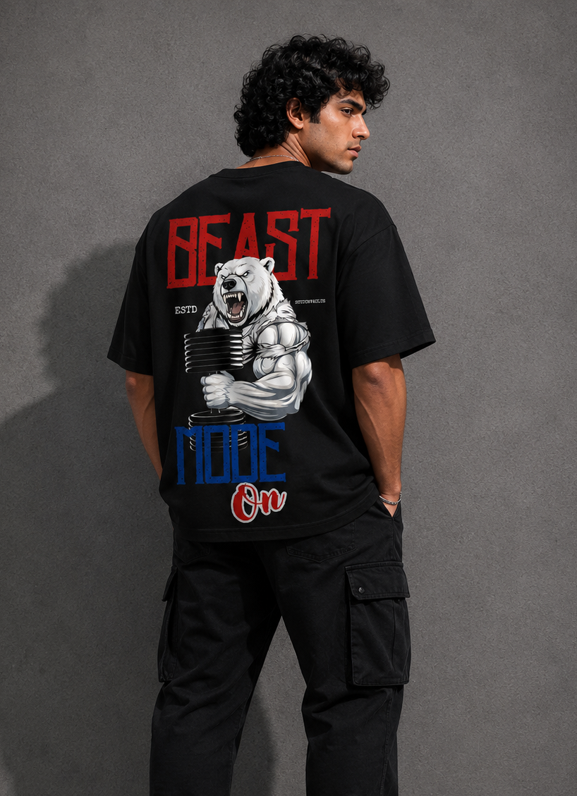 StitchVaults™ Beast Mode Athletics Oversized Gym T-Shirt for Men