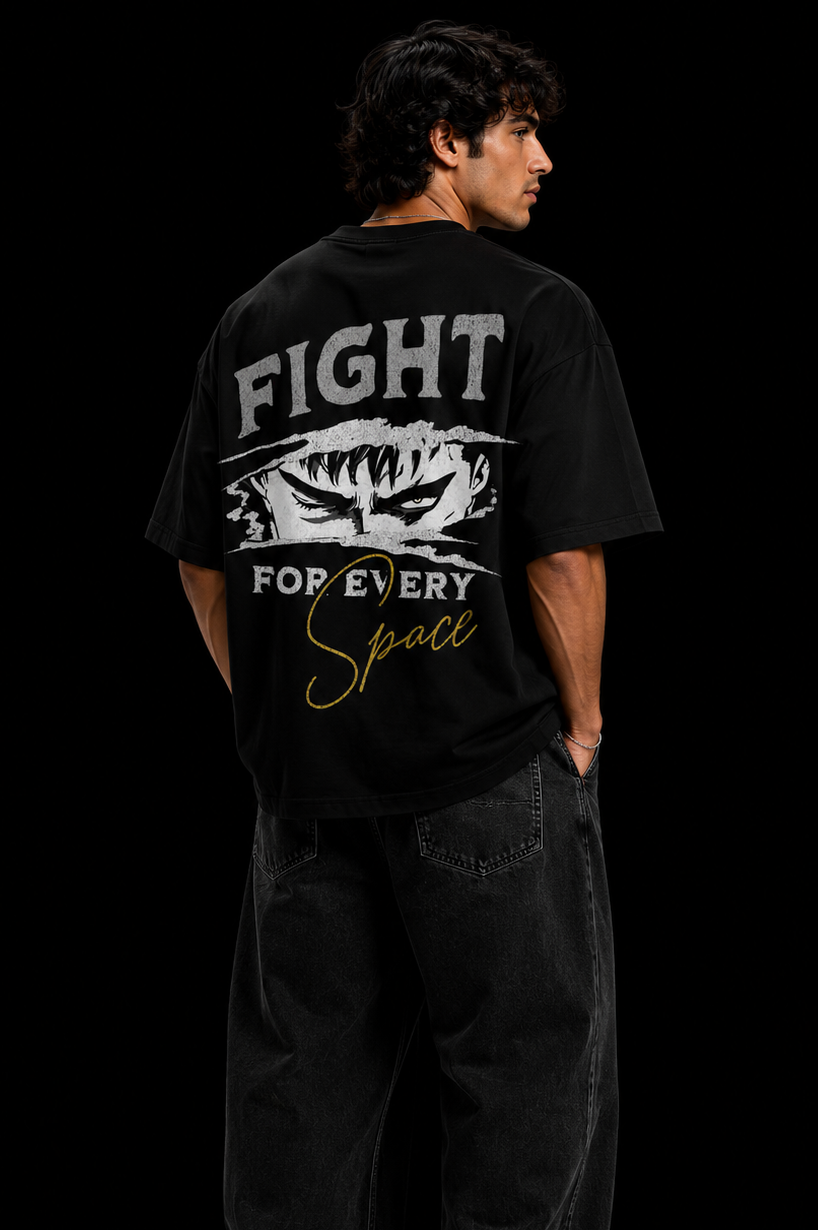 StitchVaults™ Fight For Every Space Oversized Graphic T-Shirt – Warrior Edition