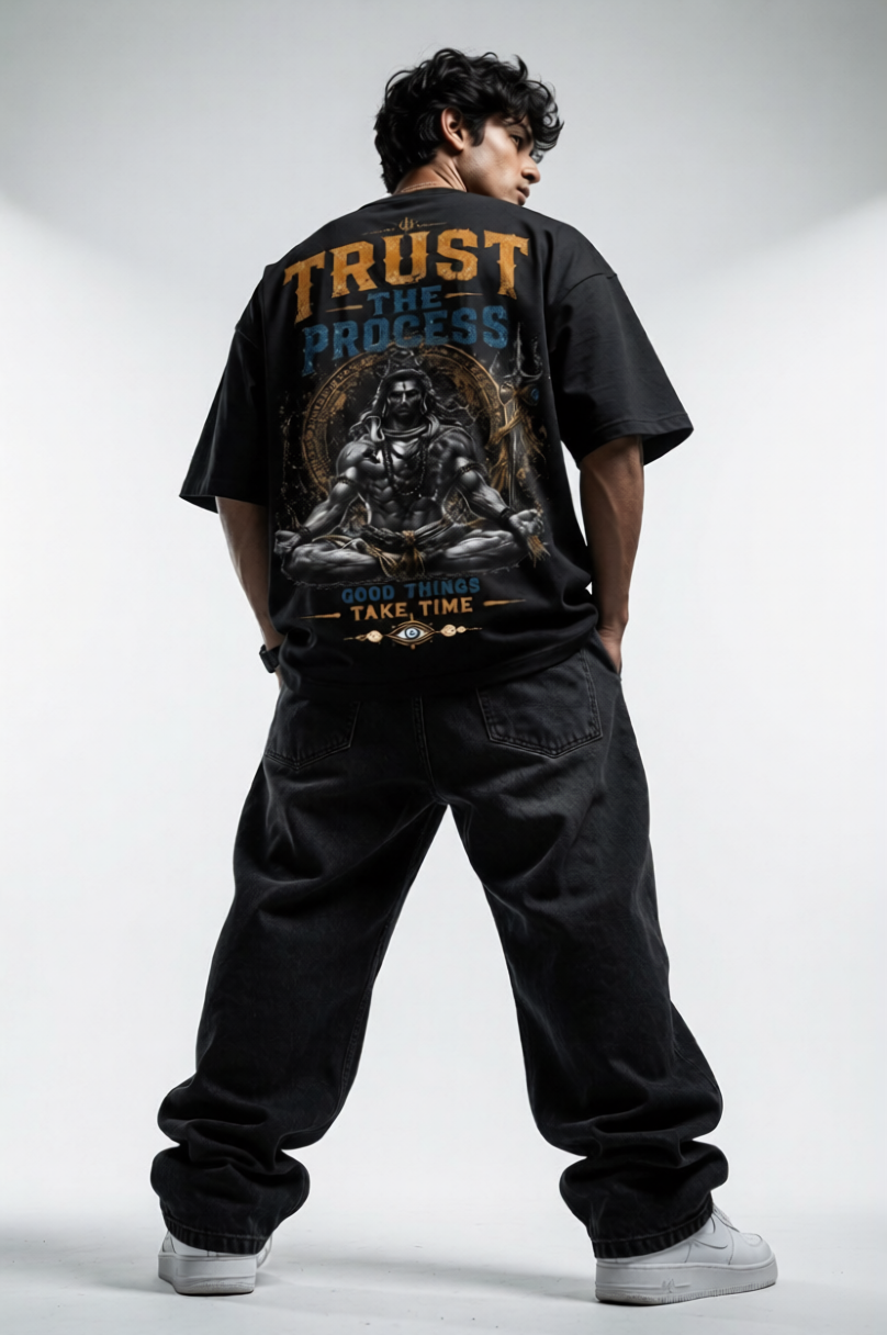 StitchVaults™ Trust The Process Oversized Graphic T-Shirt