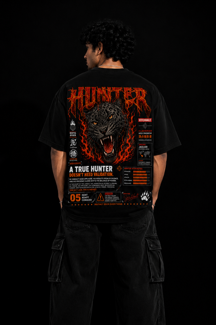 StitchVaults™ Hunter Instinct Oversized Graphic T-Shirt for Men