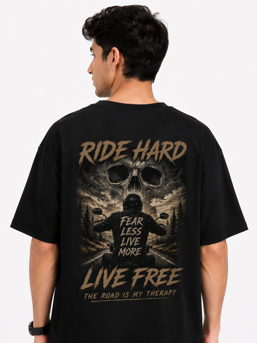 StitchVaults™ Ride Hard Live Free Oversized Biker T-Shirt for Men - Image 4