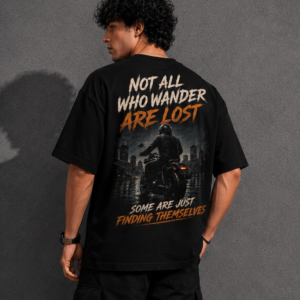 StitchVaults™ Not All Who Wander Are Lost Oversized Biker T-Shirt for Men