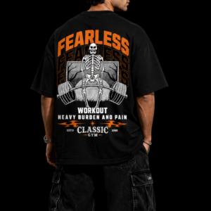 StitchVaults™ Fearless Heavy Lifter Oversized Gym T-Shirt – No Pain No Excuses Edition
