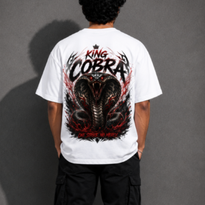 StitchVaults™ King Cobra Oversized Graphic T-Shirt for Men