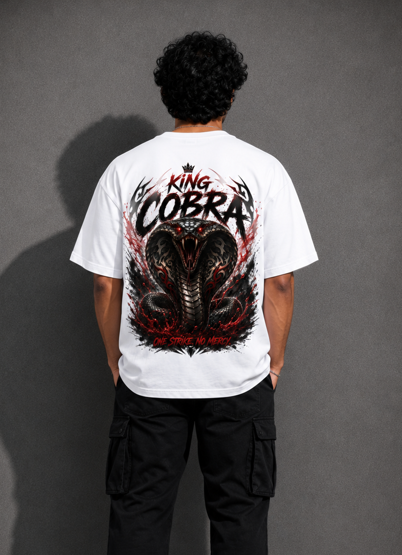 StitchVaults™ King Cobra Oversized Graphic T-Shirt for Men