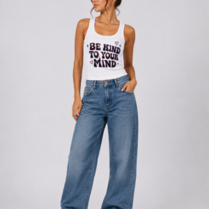 Be Kind To Your Mind Women’s White Graphic Tank Top by StitchVaults™