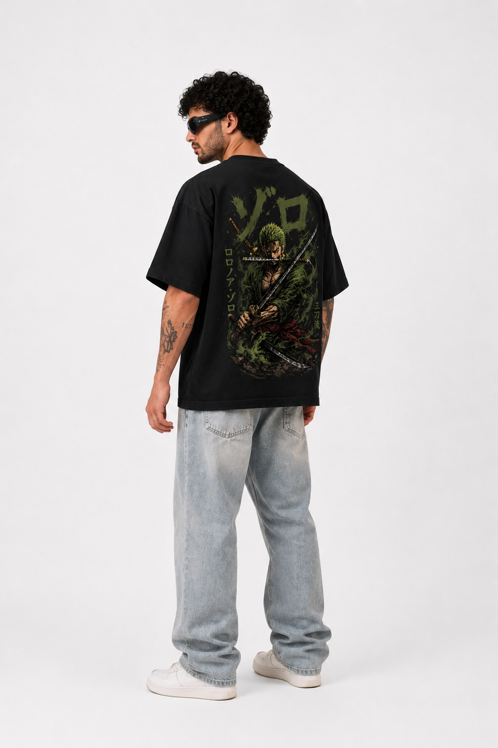 StitchVaults Zoro Shadow Warrior Oversized Anime T-Shirt for Men - Image 4