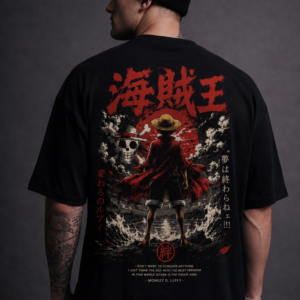 ® KING OF THE PIRATES™ Oversized Anime Streetwear Tee – Black Edition