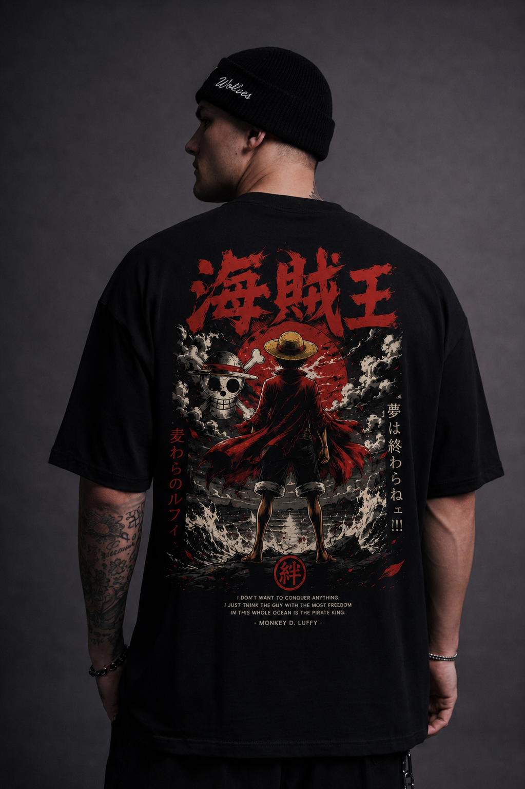 ® KING OF THE PIRATES™ Oversized Anime Streetwear Tee – Black Edition - Image 2