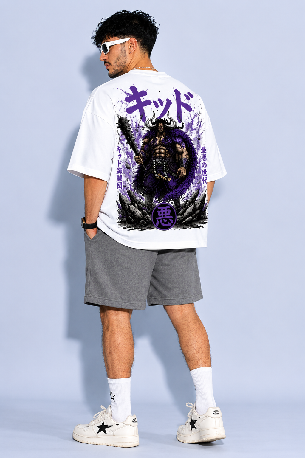 StitchVaults™ Kaido Thunder Emperor Oversized Anime T-Shirt for Men