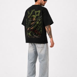 StitchVaults Zoro Shadow Warrior Oversized Anime T-Shirt for Men