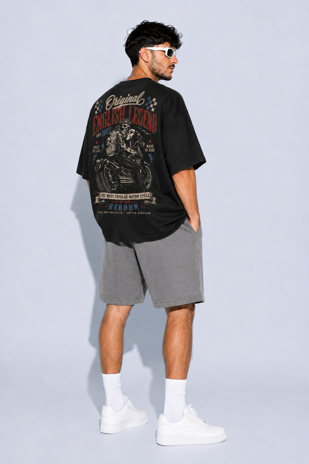 StitchVaults™ English Legend Vintage Biker Oversized T-Shirt for Men