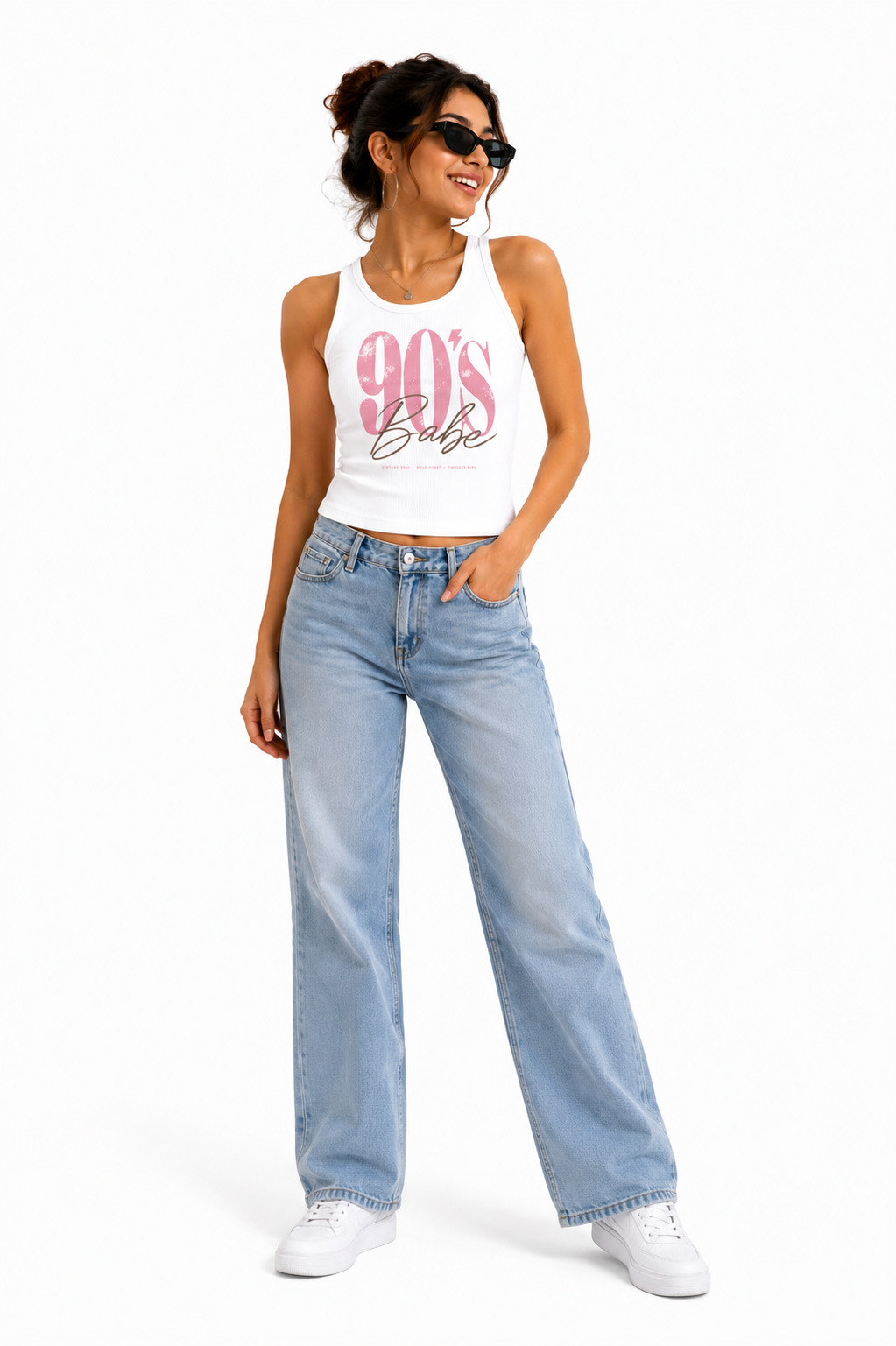 90’s Babe Women’s White Tank Top