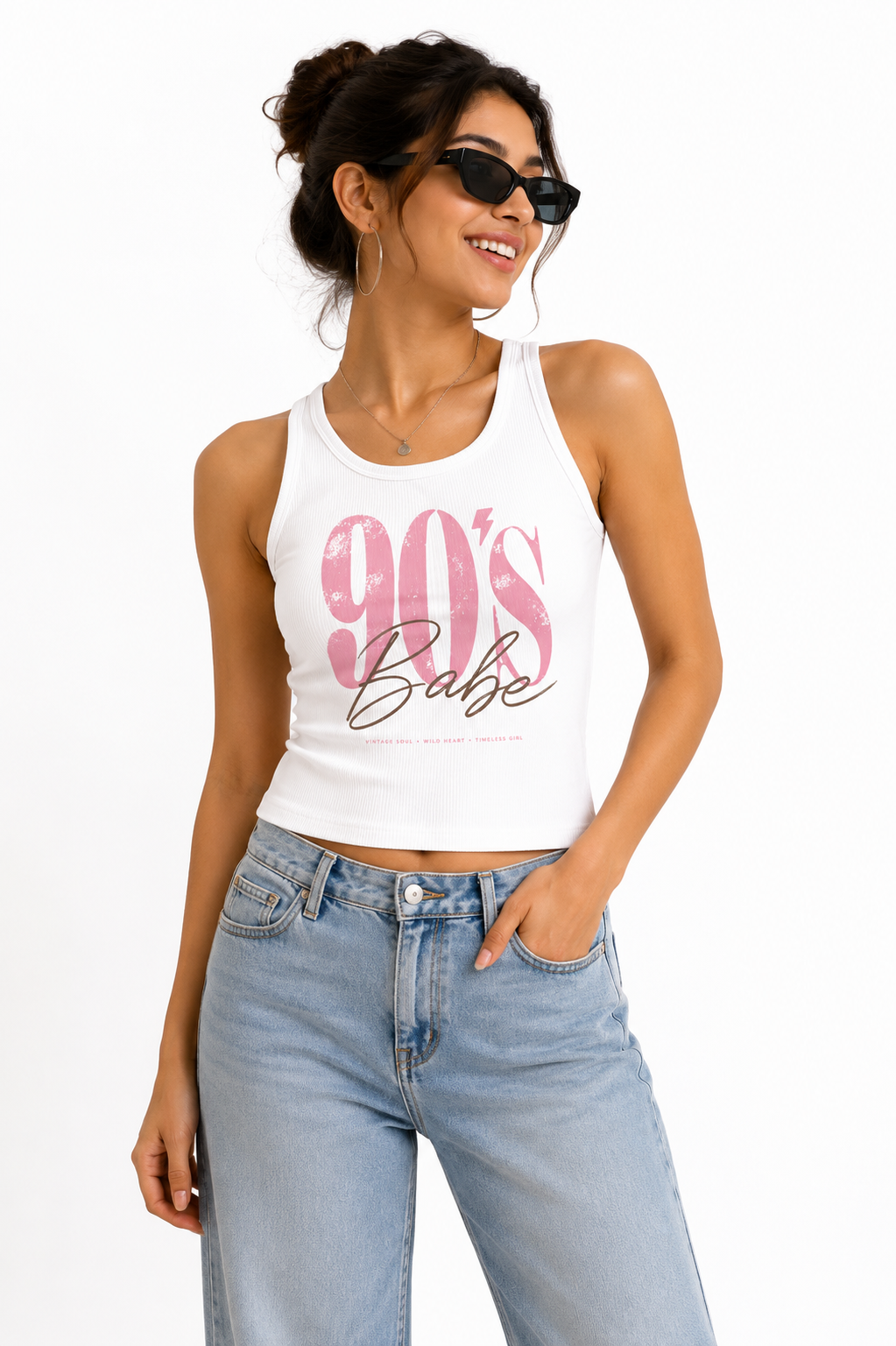 90’s Babe Women’s White Tank Top - Image 4