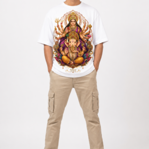 StitchVaults™ Divine Mother & Ganesha Oversized Graphic T-Shirt – GANESHA LEGACY™ Collection | Premium Cotton