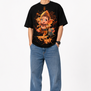 StitchVaults™ Saranga Sundara Baby Ganesha Oversized Graphic T-Shirt – GANESHA LEGACY™ Collection | Premium Cotton