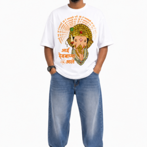 StitchVaults™ Aai Devbappa Aale Divine Mantra Oversized Graphic T-Shirt – GANESHA LEGACY™ Collection | Premium Heavyweight Cotton