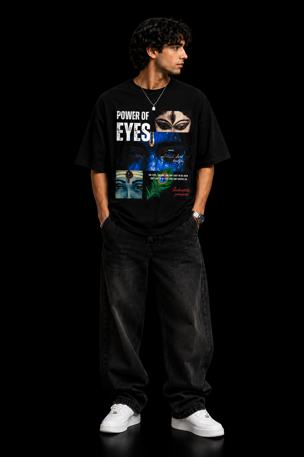 StitchVaults™ Power of Eyes Oversized Graphic T-Shirt – Divine Vision Edition - Image 3