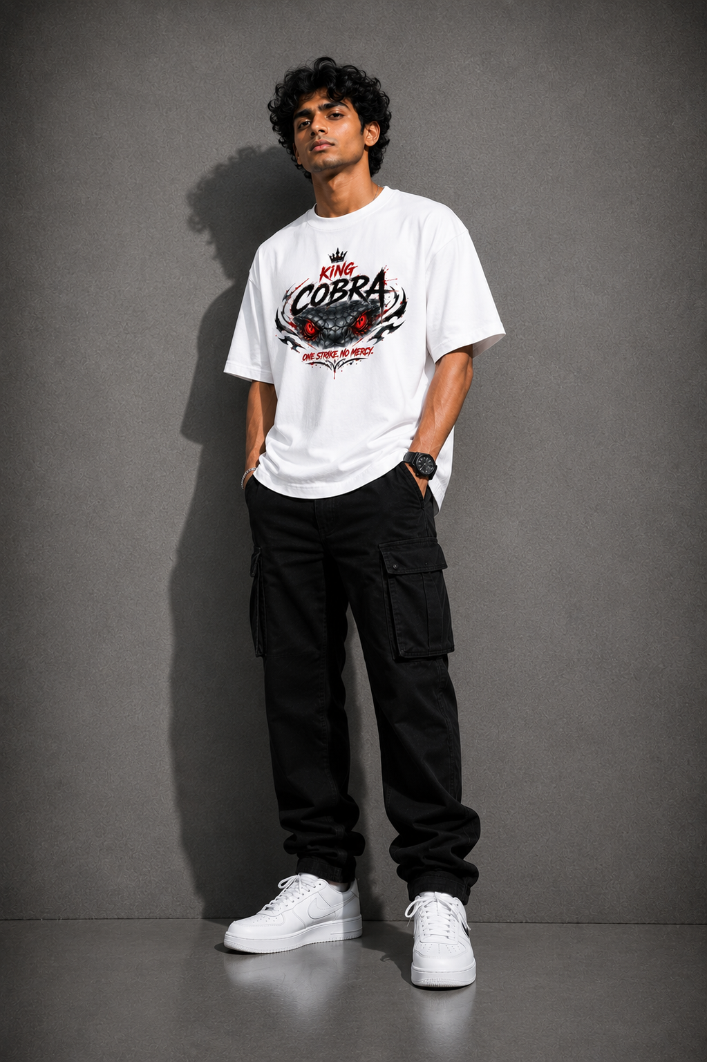 StitchVaults™ King Cobra Oversized Graphic T-Shirt for Men - Image 3