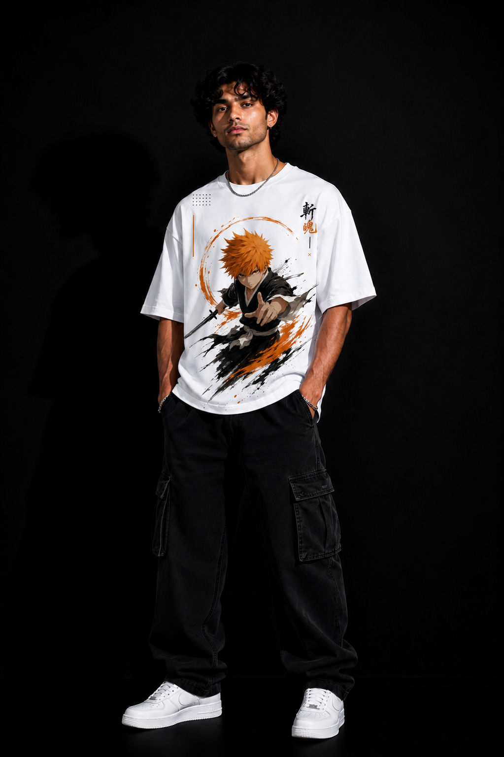StitchVaults™ Anime Warrior Oversized Graphic T-Shirt for Men - Image 3