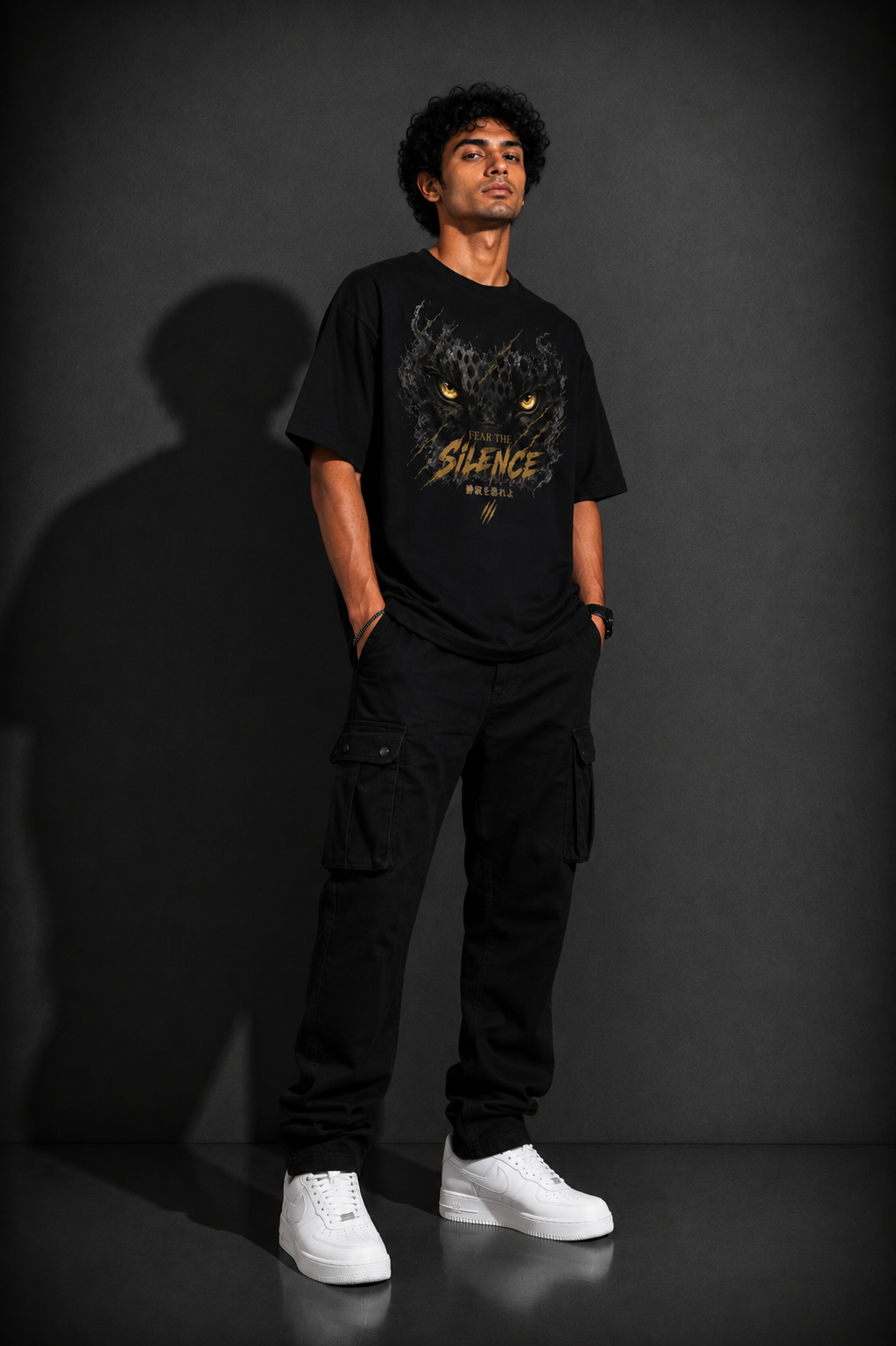 StitchVaults™ Fear The Silence Oversized Panther Graphic T-Shirt for Men - Image 4