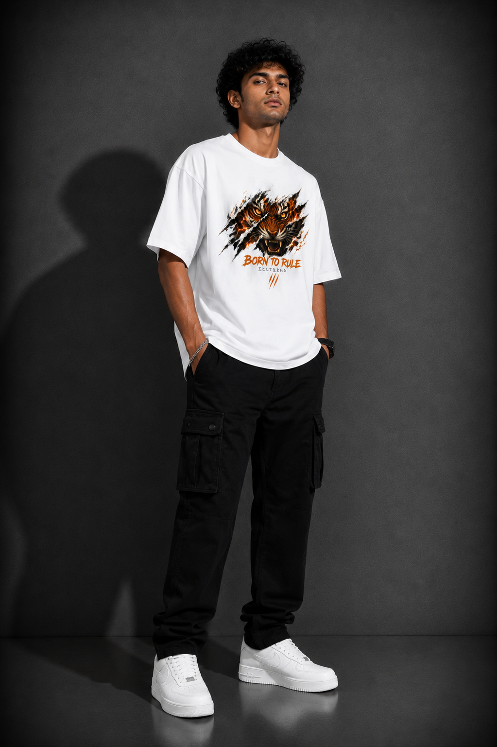 StitchVaults™ Born To Rule Tiger Oversized Graphic T-Shirt - Image 3