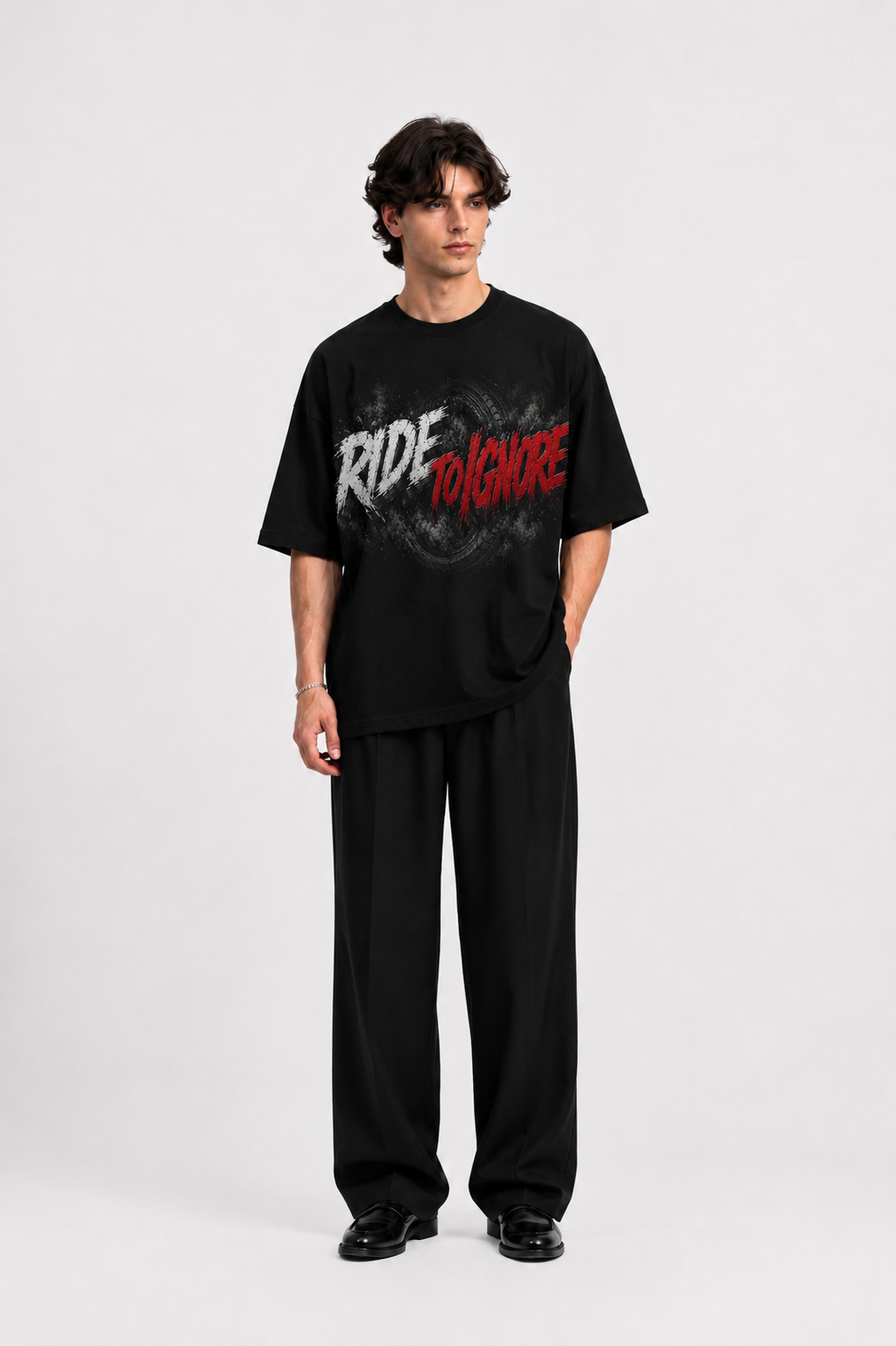 StitchVaults™ Ride To Ignore Oversized Biker Graphic T-Shirt for Men