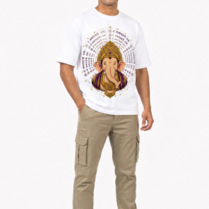 StitchVaults™ Om Gam Ganapataye Namah Oversized Graphic T-Shirt – GANESHA LEGACY™ Collection | Premium Cotton