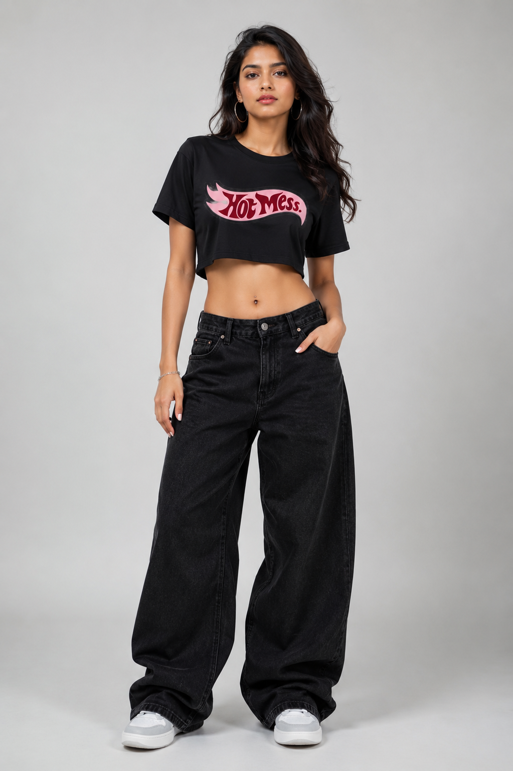 StitchVaults™ Hot Mess Women’s Crop Top T-Shirt - Image 3