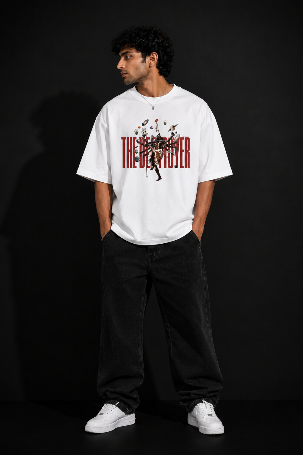 StitchVaults™ The Destroyer Oversized Mahadev Graphic T-Shirt - Image 2