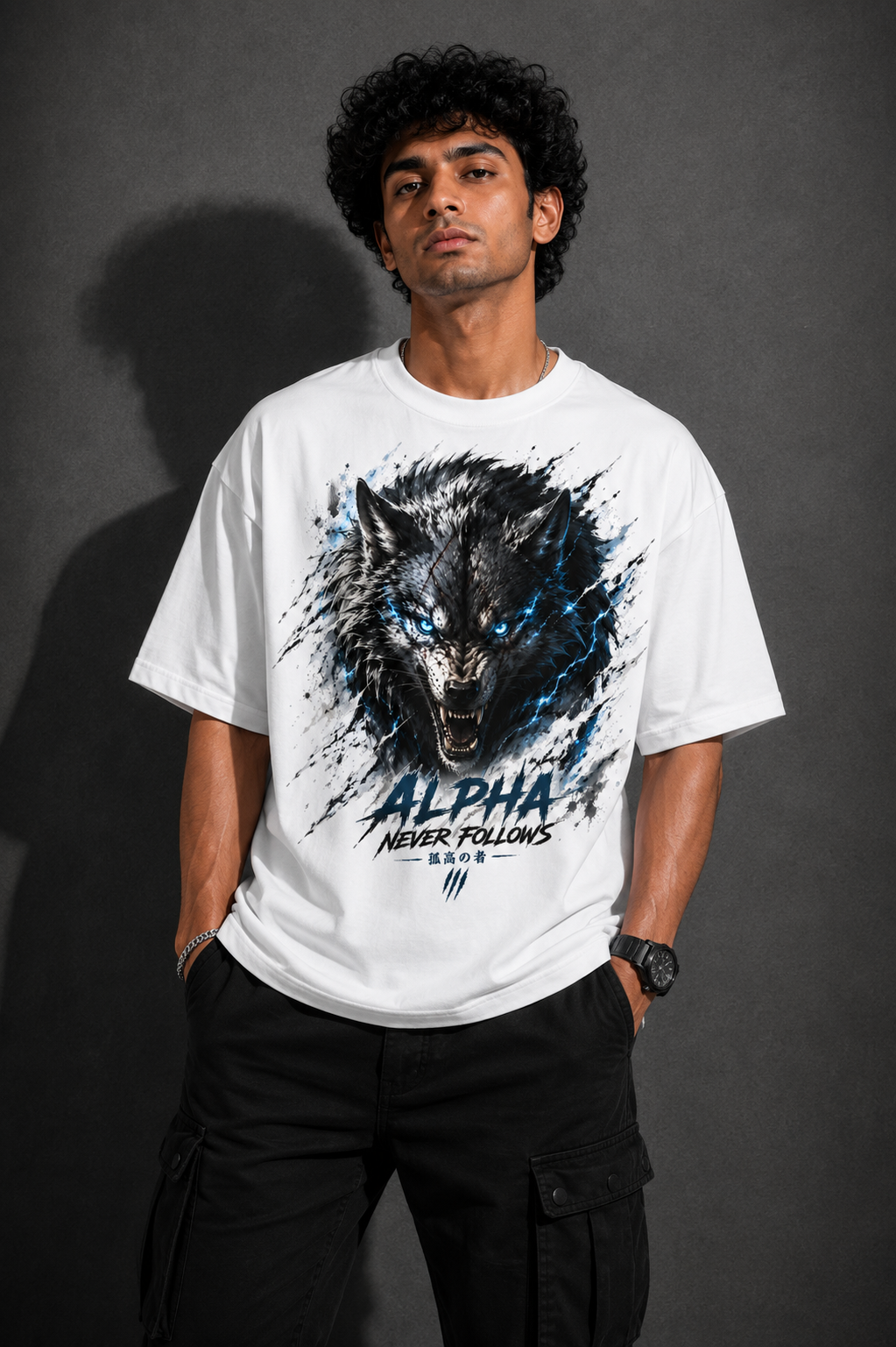 StitchVaults™ Alpha Never Follows Wolf Oversized Graphic T-Shirt - Image 2