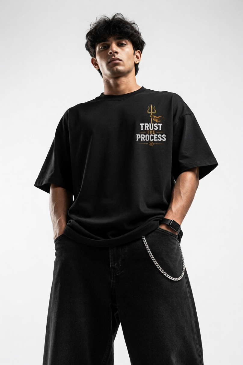 StitchVaults™ Trust The Process Oversized Graphic T-Shirt - Image 3